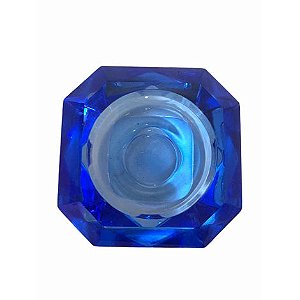 Porta Vela Vidro Cristal Quadrado Azul 6x3,5
