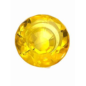 Porta Vela Vidro Cristal Circulo Amarelo 8x4