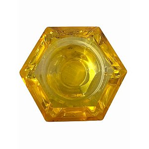 Porta Vela Vidro Cristal Hexágono Amarelo 7x4