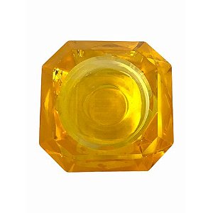 Porta Vela Vidro Cristal Quadrado Amarelo 6x 3,5