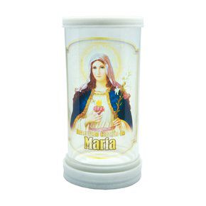 Porta Vela em Vidro Mármore Imaculado Coração de Maria 18cm