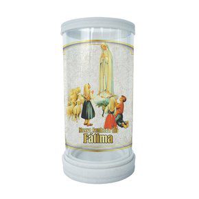 Porta Vela em Vidro e Mármore Nossa Senhora de Fatima 18cm