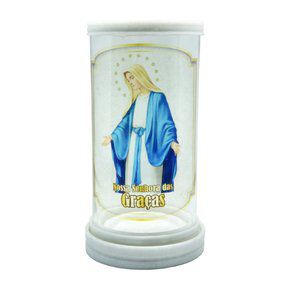 Porta Vela em Vidro e Mármore Nossa Senhora da Graças 18cm