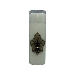 Vela Advento 20 cm x 7 cm Branca Texturizada - Flor de Lis