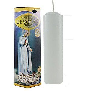 Vela Devoção Nossa Senhora de Fatima 13cm Acompanha Oração