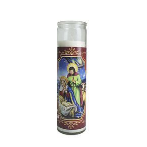 Vela Vidro Altar Natal Sagrada Familia 22cmx 8cm