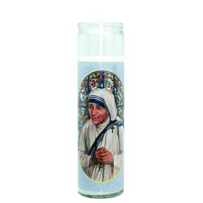 Vela Vidro Altar Madre Teresa de Calcutá  22cmx 8cm