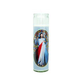 Vela Vidro Altar Jesus Misericordioso 22cmx 8cm