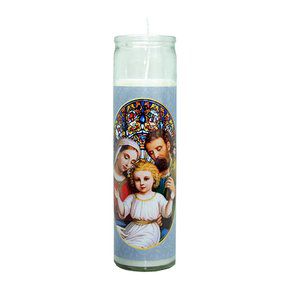 Vela Vidro Altar Sagrada Familia 22cmx 8cm