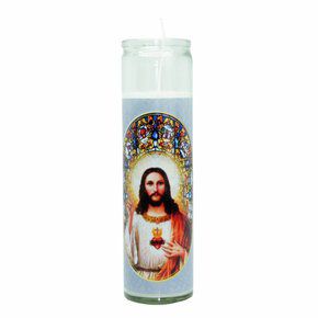 Vela Vidro Altar Sagrado Coração de Jesus  22cmx 8cm