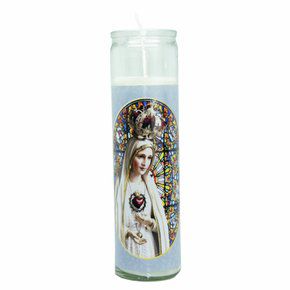 Vela Vidro Altar Nossa Senhora de Fatima  22cmx 8cm
