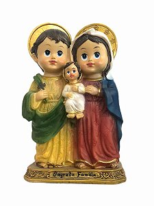 Imagem Sagrada Familia Infantil Resina Importada 15cm