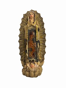 Santa Guadalupe Imagem Vitral Resina Importada 15cm