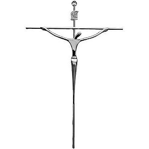 Crucifixo De Parede Metal Prateado 38cm