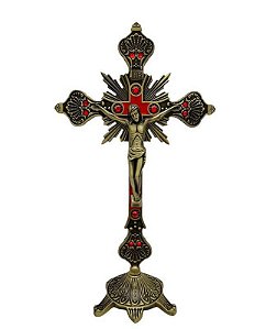 Crucifixo De Mesa Metal 25cm
