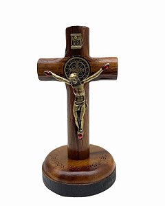 Crucifixo enfeite de mesa madeira 11 cm