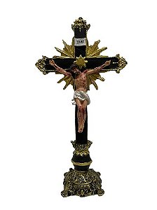 Crucifixo De Mesa Cruz Resina Importada 40Cm