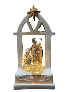 Presepio Sagrada Familia Porcelana Com Luz 20cm