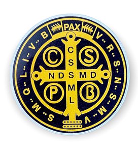 Adesivo Para Carro Medalha São Bento 8cm Preto e Amarelo P