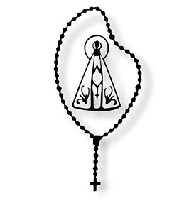 Adesivo Para Carro N Senhora Aparecida Terço Preto 10x5cm