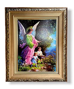 Quadro Anjo Da Guarda Decorativo Parede 43x38cm