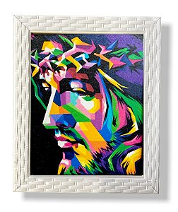 Quadro Decorativo Face de Cristo Abstrato Resinado 25x30