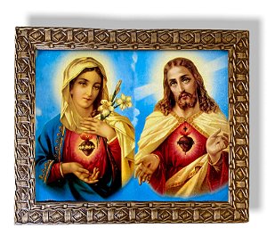 Quadro Decorativo Sagrado Coração De Jesus e Maria 25x30