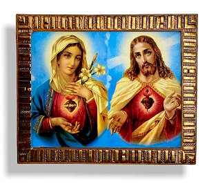 Sagrado Coração De Jesus e Maria Quadro Resinado 25x30