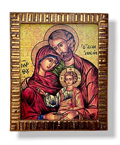 Quadro Sagrada Familia Bizantino Decorativo Resinado 25x30