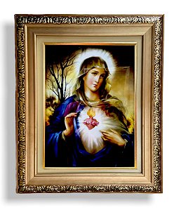 Quadro Imaculado Coração De Maria Decorativo Resinado 57x47