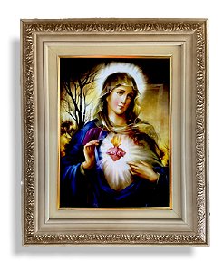 Quadro Sagrado Coração De Maria Decorativo Resinado 57x47