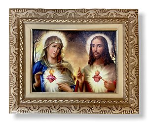 Quadro Parede Sagrado Coração De Jesus e Maria 57x47