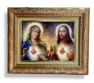 Quadro Sagrado Coração De Jesus e Maria Resinado 57x47