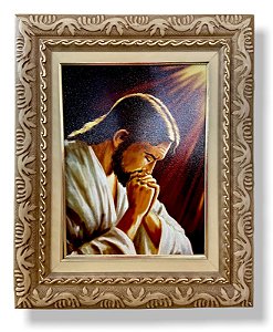 Quadro Jesus Orando Parede Decorativo Resinado 57x47