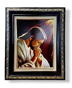 Imagem Jesus Orando Quadro Decorativo Resinado 57x47