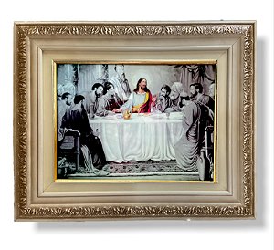 Quadro Ceia de Jesus Cristo Decorativo Imagem Resinada 57x47