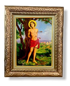 Quadro Parede São Sebastião 57x47 Imagem Resinada Decorativo