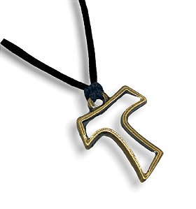 Cordão Tau Franciscano Ouro Velho Metal Zamak