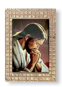 Quadro Decorativo Jesus Orando Com Vidro Pequeno 20x15