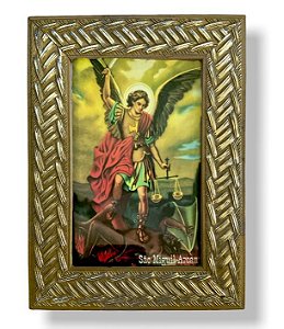 Quadro Anjo São Miguel Com Vidro Decorativo Pequeno 20x15