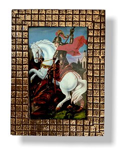 Quadro São Jorge Pequeno Com Vidro Decorativo 20x15