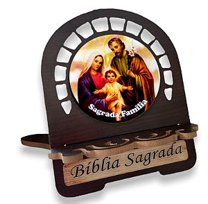 Porta Biblia Sagrada Familia Madeira Grande 30cmx24cm