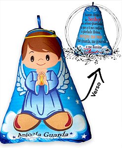 Almofada Anjo Da Guarda Infantil Azul Anti Alergica 25cm
