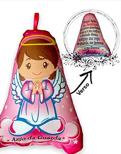 Almofada Anjo Da Guarda Infantil Rosa Anti Alergica 25cm