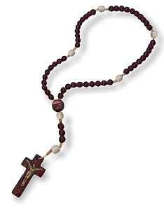 12 Terços Mãos Ensanguentas Inri De Madeira Mogno Cruz 36cm