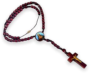 12 Terços Sagrado Coração De Jesus De Pescoço Madeira 37cm