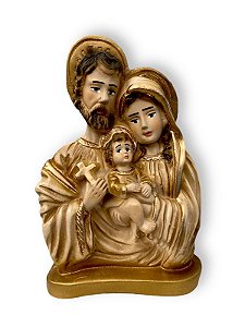 Imagem Busto Sagrada Familia 20cm Gesso Premium Dourada