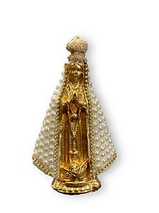 Imagem Nossa Senhora Aparecida Italiana Perola Dourada 15cm