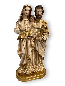 Imagem Sagrada Familia Dourada Gesso Premium 40cm