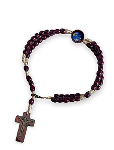 Terço De Pulso Nossa Senhora Das Graças Madeira 24cm